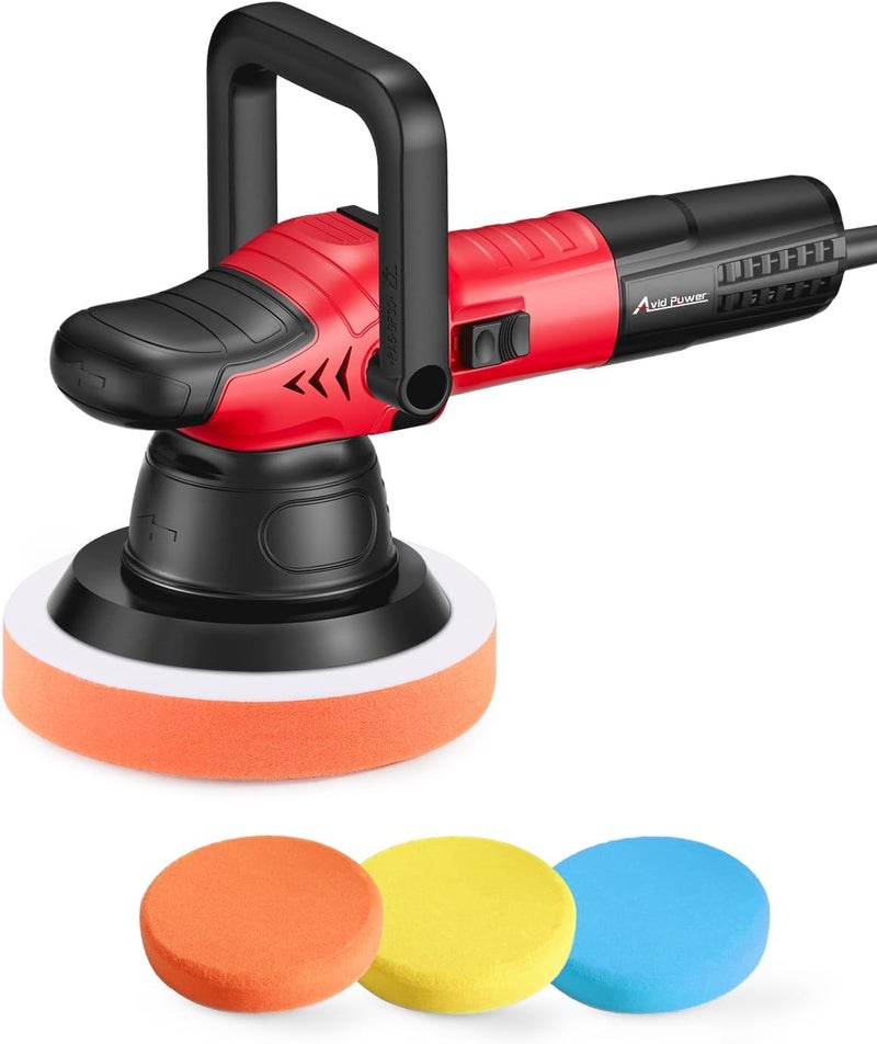AVID POWER Dual Action Car Buffer Polisher, 6 Inch Orbital Polisher for Car Detailing with 6 Variable Speeds, Detachable Handle & 3 Polishing Pads - Image 1